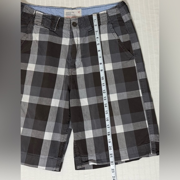 American Eagle Longer Length Grey Plaid Shorts Men's 32 Checkered Bermuda AEO - Picture 13 of 16